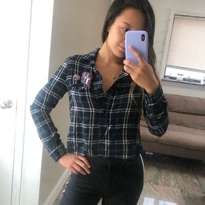 Cropped checked shirt